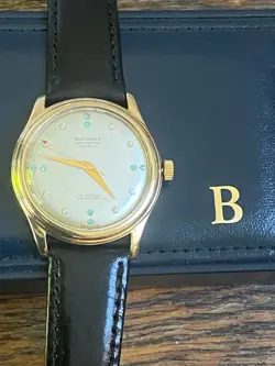 Vintage Bucherer Incablock 17K Gold Mens Diamond 17 Jewels Wrist Watch Rolex