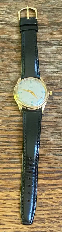 Vintage Bucherer Incablock 17K Gold Mens Diamond 17 Jewels Wrist Watch Rolex