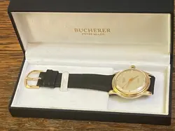 Vintage Bucherer Incablock 17K Gold Mens Diamond 17 Jewels Wrist Watch Rolex