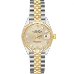 ROLEX DATEJUST 28 STEEL YELLOW GOLD DIAMOND LADIES WATCH 279173