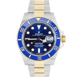 2024 PAPERS ROLEX SUBMARINER DATE TWO-TONE 18K GOLD BLUE 41MM 126613LB WATCH BOX