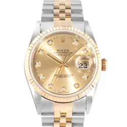 1996 ROLEX DATEJUST 36, 16233, STEEL & GOLD, CHAMPAGNE DIAMOND DIAL, JUBILEE ...