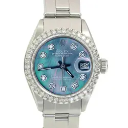 ROLEX DATEJUST LADIES STAINLESS STEEL DIAMOND WATCH TAHITIAN BLACK MOP 26MM