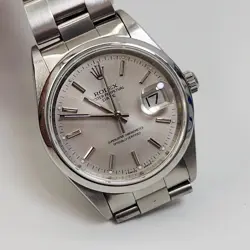 ROLEX DATE 34 MM STEEL OYSTER SILVER DIAL OYSTER WATCH 15200 U SERIES 1997