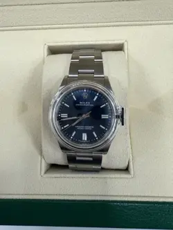 ROLEX STAINLESS STEEL 36MM OYSTER PERPETUAL BLUE DIAL STICK 126000 FULL SET