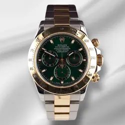 ROLEX DAYTONA COSMOGRAPH 40MM 18K/STEEL MEN'S OYSTER GREEN DIAL WATCH 116523