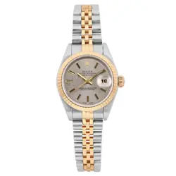 ROLEX DATEJUST 26MM 18K YELLOW GOLD STEEL JUBILEE SILVER DIAL WATCH 69173