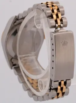 Rolex Oyster Perpetual 24mm BLACK DIAMOND 18K Gold Steel Fluted JUBILEE 76193