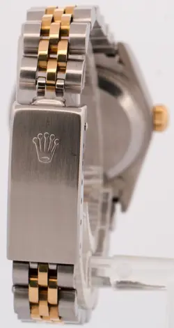 Rolex Oyster Perpetual 24mm BLACK DIAMOND 18K Gold Steel Fluted JUBILEE 76193