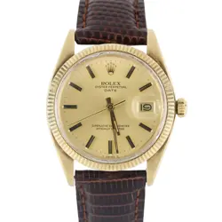 VINTAGE ROLEX OYSTER PERPETUAL DATE 14K YELLOW GOLD CHAMPAGNE 34MM 1503 WATCH