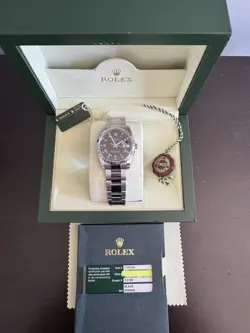 ROLEX OYSTER DATE 34MM BLACK ROMAN DIAL 115234