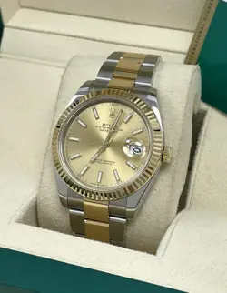 ROLEX DATEJUST TWO TONE CHAMPAGNE DIAL 126333 OYSTER 41MM BOX & CARD 2019