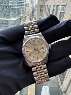 ROLEX DATEJUST 1603 STEEL JUBILEE  WATCH 36MM SILVER STICK DIAL