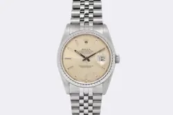 ROLEX DATEJUST 16220 ENGINE TURNED STAINLESS STEEL 36MM WATCH (1988)
