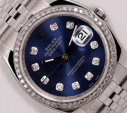 ROLEX DATEJUST 36MM STEEL, JUBILEE BAND, DIAMOND BEZEL, BLUE DIAMOND DIAL