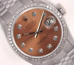 ROLEX DATEJUST 36MM STEEL, JUBILEE BAND, DIAMOND BEZEL, SALMON DIAMOND DIAL