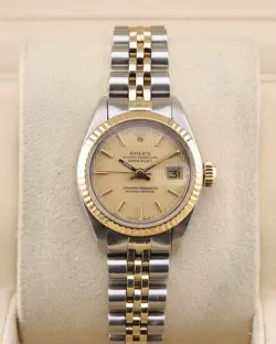 ROLEX  LADIES DATEJUST YELLOW GOLD & STEEL WATCH JUBILEE TAPESTRY DIAL 6917