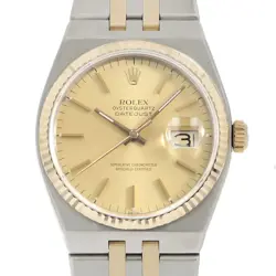 ROLEX OYSTER QUARTZ 17013 CHAMPAGNE GOLD BAR 98 NUMBER SECOND HAND MENS