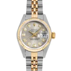 ROLEX DATEJUST 10P DIAMOND 79173G GRAY PRINT COMPUTER Y NUMBER SECOND HAND WOMEN