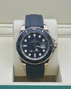 2025 ROLEX YACHT-MASTER 40MM 126655 ROSE GOLD OYSTERFLEX BLACK DIAL