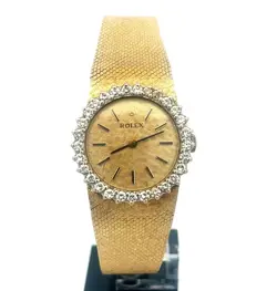 ROLEX DIAMOND GOLD WATCH 14K YELLOW VINTAGE LADIES HAND WIND