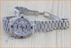 ROLEX MID SIZE 31MM UNISEX REF68279 18K WHITE GOLD PAVE DIAMOND  SUPER PRESIDENT