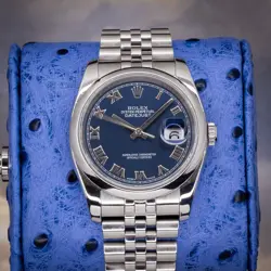 ROLEX DATEJUST 36 116200 BLUE ROMAN DIAL STAINLESS STEEL JUBILEE 2019 BOX PAPERS