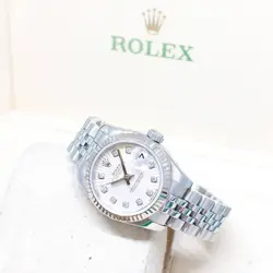 ROLEX 26MM OYSTER PERPETUAL SILVER SUNBEAM DIAMONDS DATEJUST REF: 179174 (M)