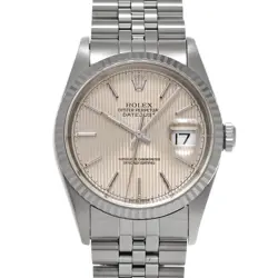 ROLEX DATEJUST 16234G SILVER TAPESTRY/DIAMOND WATCH 674885