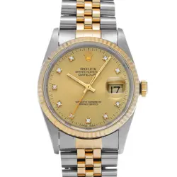 ROLEX DATEJUST 16233G CHAMPAGNE/DIAMOND WATCH 674889