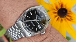 VINTAGE ROLEX 1601 BLACK DIAL MEN'S AUTOMATIC WATCH 1978