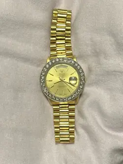 ROLEX PRESIDENTIAL 36MM DAY-DATE WATCH DIAMOND BEZEL 18K YELLOW GOLD 18038