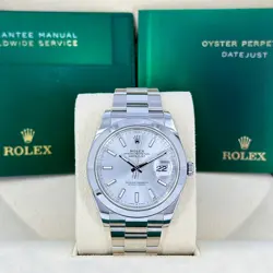 ROLEX DATEJUST 41MM, SILVER INDEX DIAL, OYSTER 126300-0003 MINT 2022+