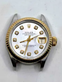 ROLEX DATEJUST AUTOMATIC LADIES WATCH 6916 MOP DIAMOND DIAL  GOLD & SS    D021