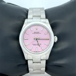 ROLEX OYSTER CANDY PINK DIAL 28 MM OYSTER STEEL BRACELET LADIES WATCH 277200
