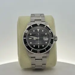 ROLEX SUBMARINER DATE 40MM BLACK DIAL STAINLESS STEEL MENS WATCH 16610 W/ PAPERS