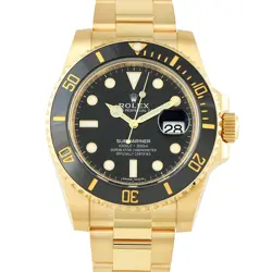 ROLEX SUBMARINER DATE YELLOW GOLD WATCH 116618LN