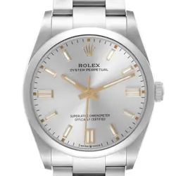 ROLEX OYSTER PERPETUAL SILVER DIAL STEEL MENS WATCH 126000 BOX CARD