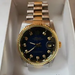 ROLEX DATEJUST 36MM BLUE MOTHER OF PEARL 2-TONE JUBILEE FLUTED BEZEL REF: 16233
