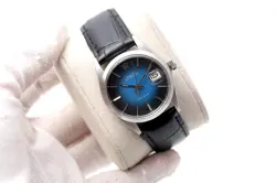 ROLEX OYSTER DATE PRECISION 6694 STEEL 34MM BLUE VIGNETTE DIAL UNISEX WATCH