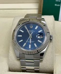 ROLEX DATEJUST 116334 BLUE DIAL 41MM OYSTER BRACELET BOX AND CARD 2016