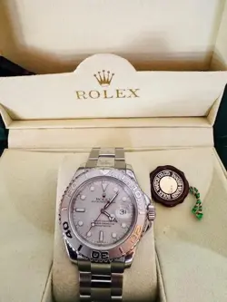 ROLEX YACHT-MASTER 16622 SILVER OYSTER BRACELET WITH PLATINUM BEZEL 40MM