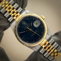 2000 ROLEX DATEJUST 16233 TWO TONE JUBILEE WITH GOLD BEZEL BOX PAPERS FULL LINKS