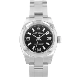 ROLEX OYSTER PERPETUAL 26 176200 BLACK ARABIC STEEL OYSTER LADIES WATCH 2012