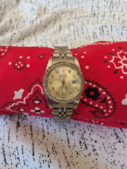 1990'S ROLEX DATEJUST LADYS SILVER WATCH CHAMPAGNE FACTORY DIAMOND DIAL