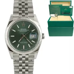 2025 ROLEX DATEJUST 126234 36MM STAINLESS MINT GREEN DIAL JUBILEE BOX + PAPERS