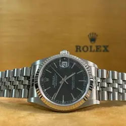 ROLEX STEEL DATEJUST 31 FLUTED BEZEL BLACK INDEX DIAL JUBILEE BRACELET 78274