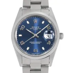 ROLEX OYSTER PERPETUAL DATE 15200 BLUE FLYING ARABIC P NUMBER SECOND HAND MENS