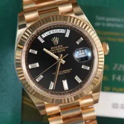 ROLEX DAY-DATE 40MM 228238 PRESIDENTIAL BLACK DIAMOND BAGUETTE DIAL 2023 MINT