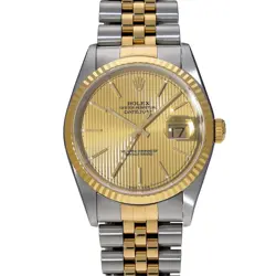 ROLEX DATEJUST 16233 CHAMPAGNE TAPESTRY WATCH 683658